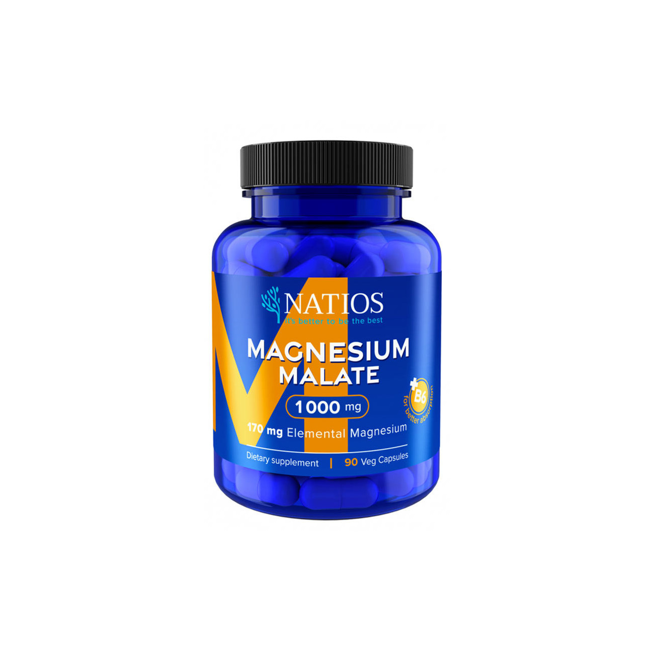 Magnesium Malate 1000 mg + B6, 90 veganských kapslí