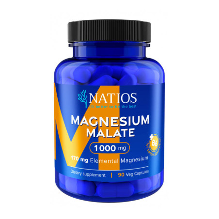 Magnesium Malate 1000 mg + B6, 90 veganských kapslí