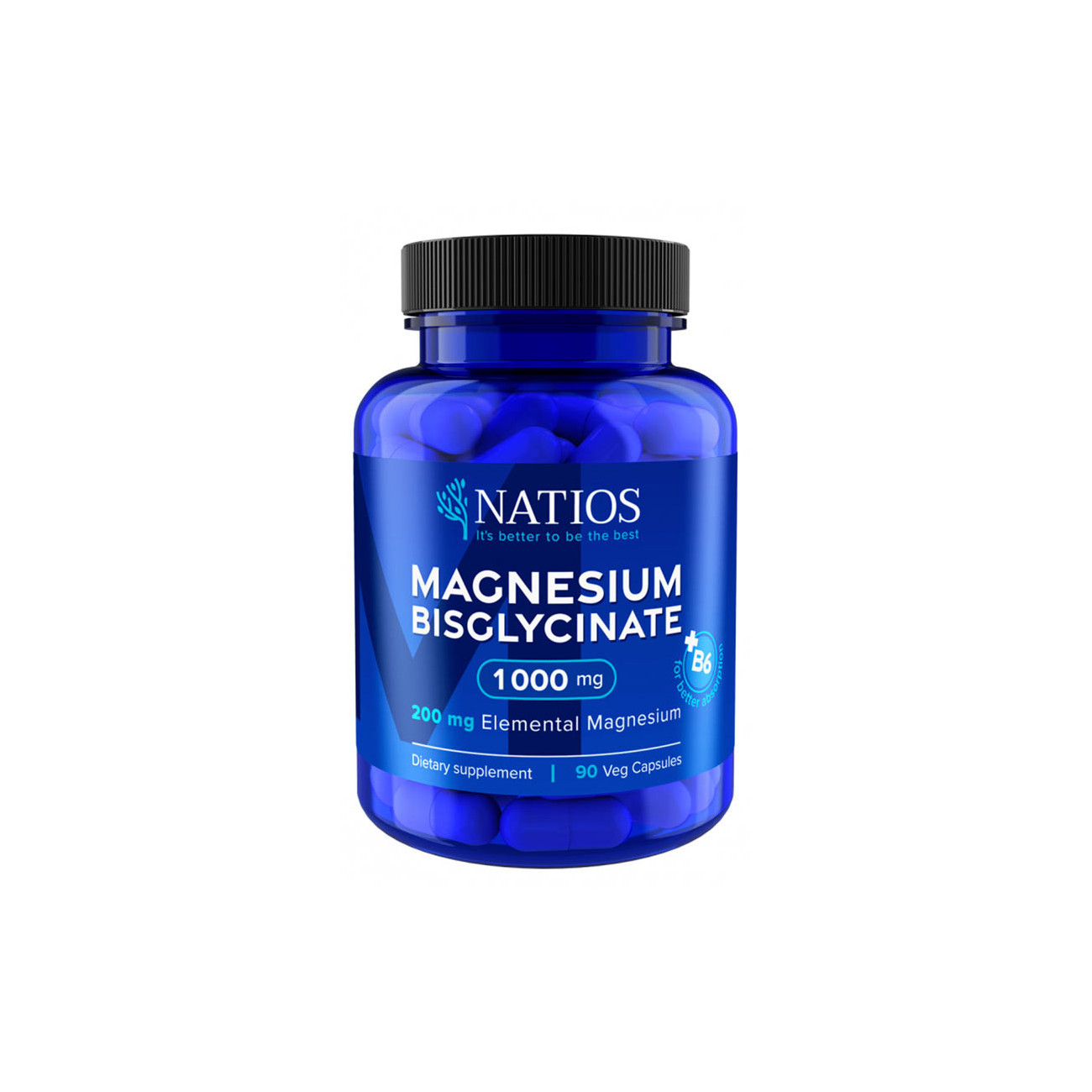 Magnesium Bisglycinate 1000 mg + B6, 90 veganských kapslí